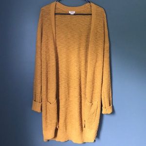 Long Mustard Yellow Oversized Cardigan